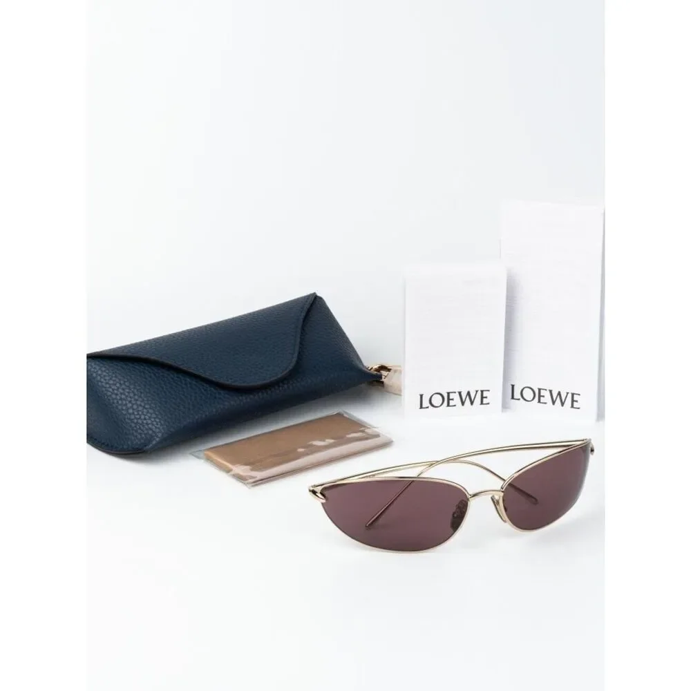 Loewe Men Sunglasses Gold Purple Wraparound LW40164U 32U NEW AUTHENTIC